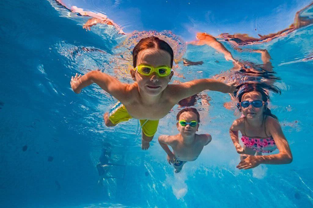 3 kids swimming underwater at ladysmile