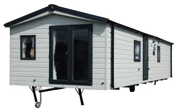 The exterior of the Delta Saffron Deluxe caravan