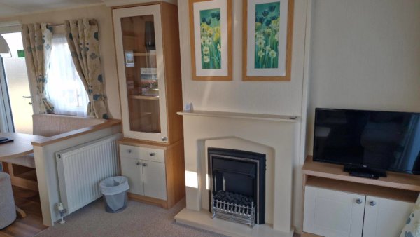 Willerby Lyndhurst holiday home living room with TV and fire
