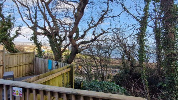 A view of trees and the sea from the Willerby Vogue holiday home