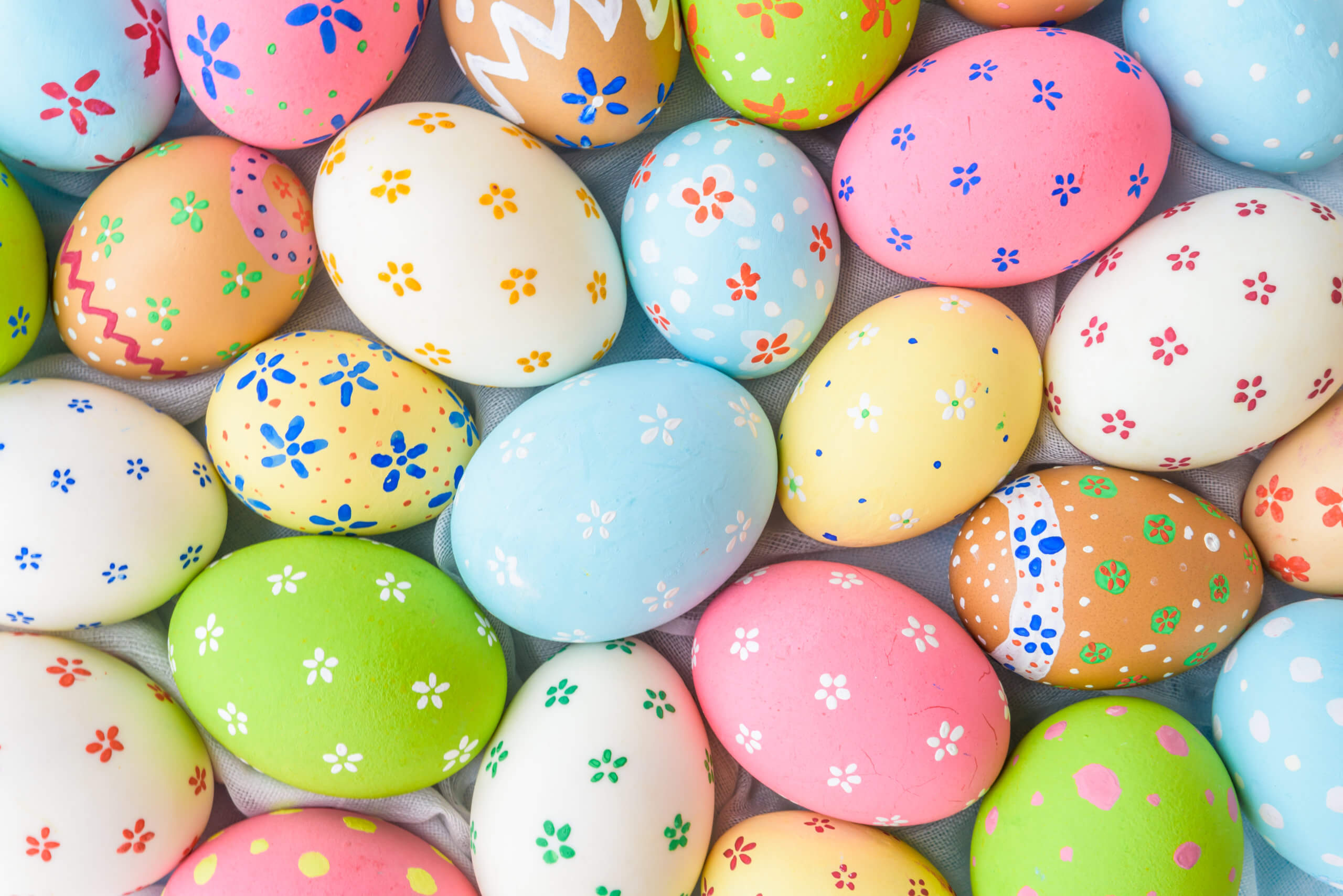 Close up of painted Easter Eggs