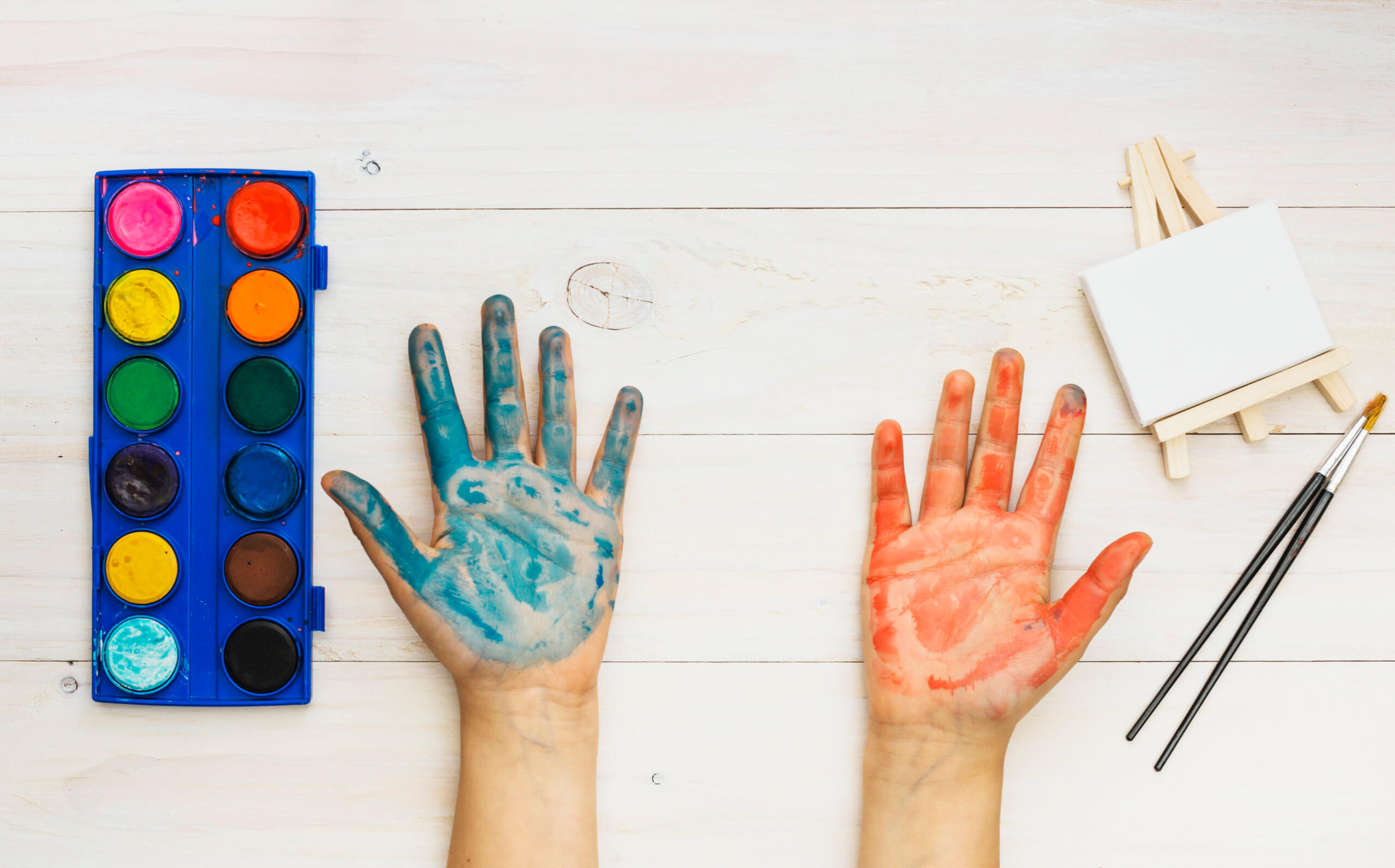 Paint on kids hands